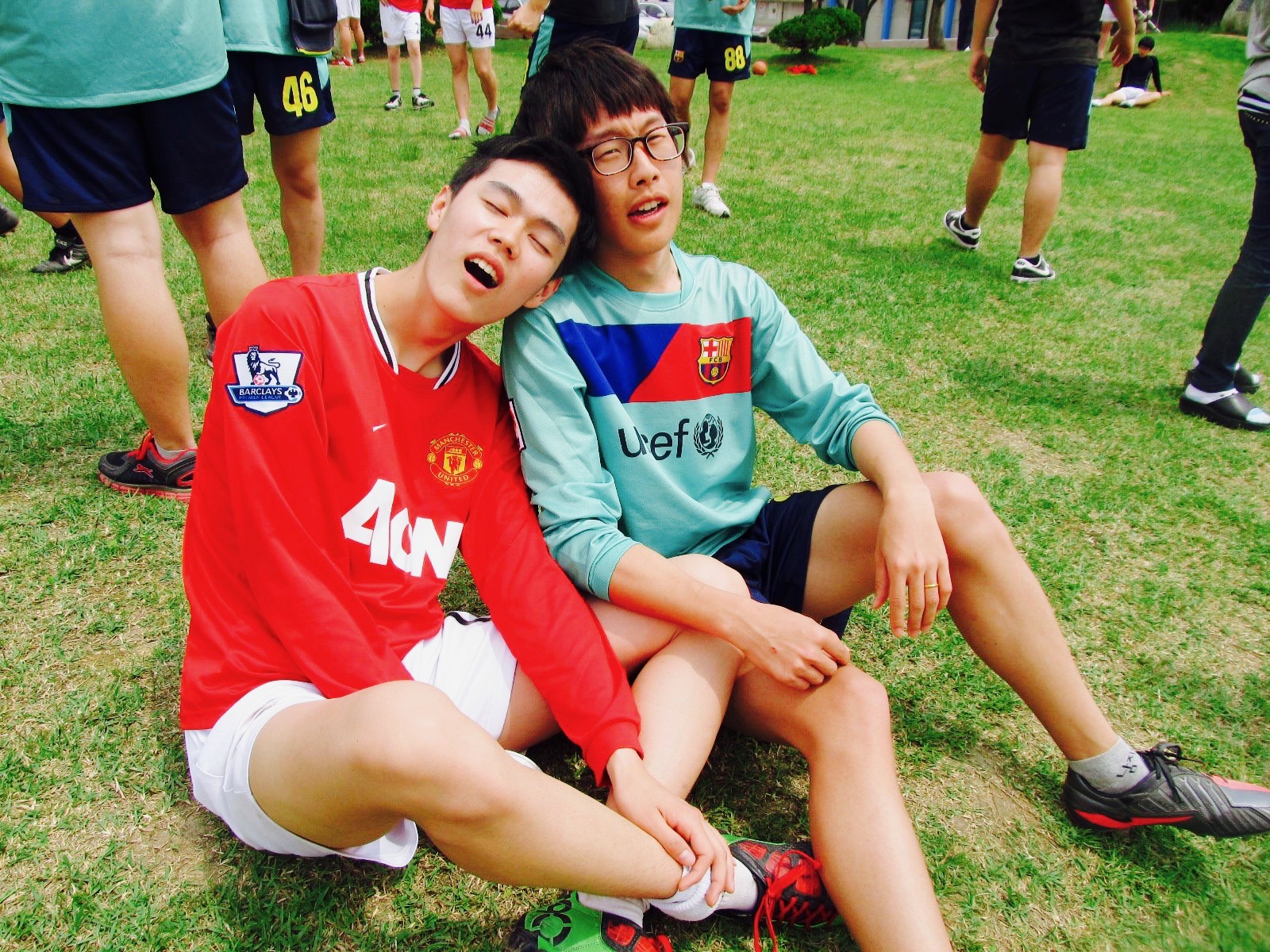 high school boys hamming it up for the camera