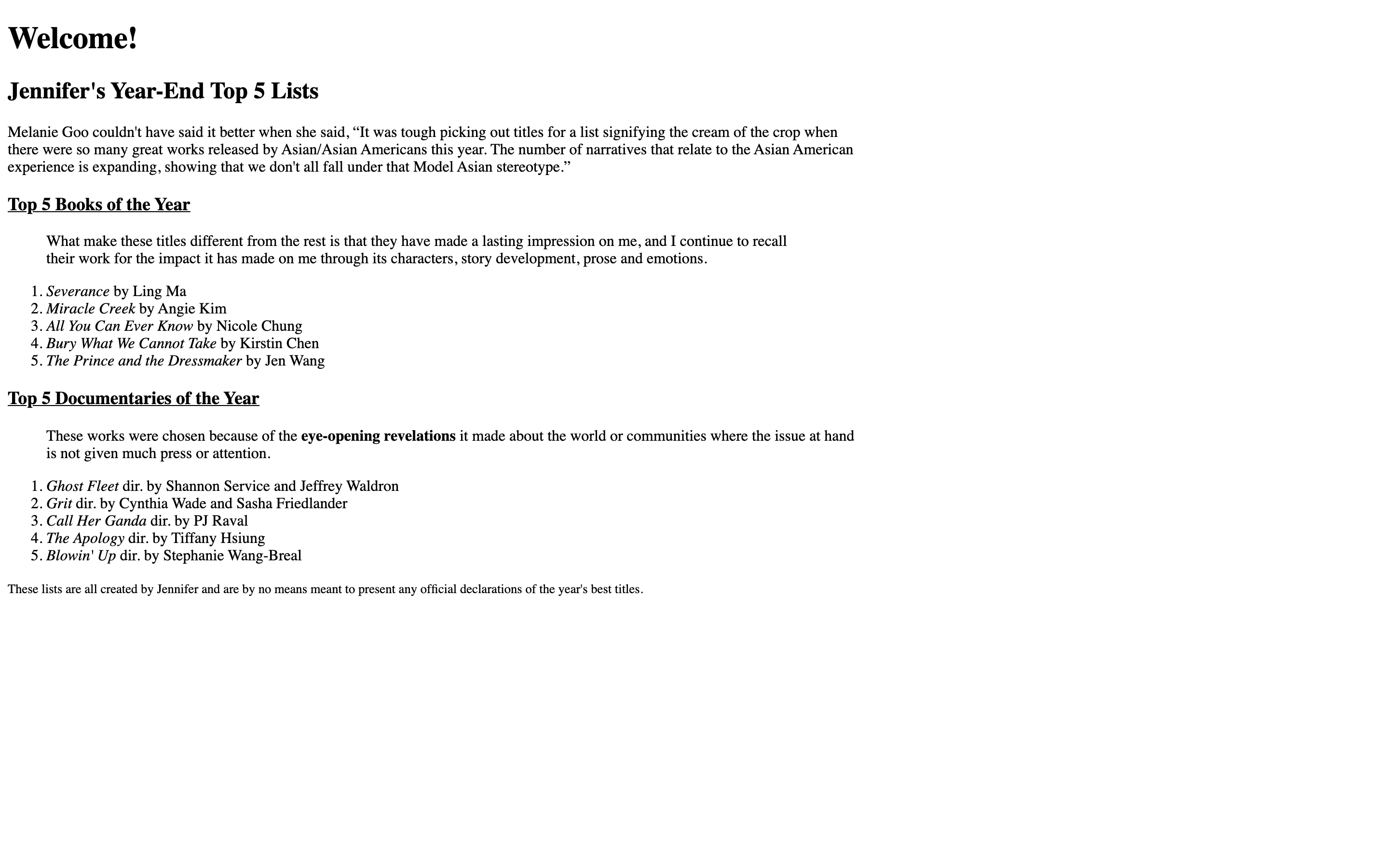 screenshot of first assignment on semantic elements and html